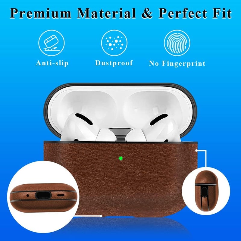 OneNine Care processed raw material PU Leather Protective Case for Airpods Pro 2, Luxury Lightweight Drop-Proof Full Protection Skin Cover with Lanyard, Compatible with Airpods Pro 2nd Generation 2022 Case, Front LED Visible Simple upgraded construction - Image 3