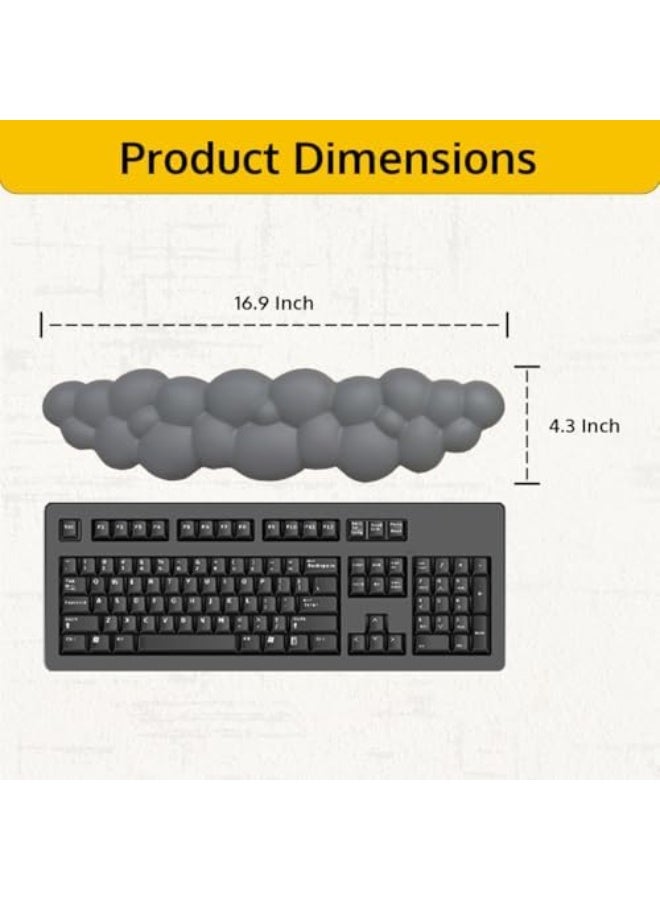 HPMY Cloud Keyboard Wrist Rest - Ergonomic Wrist Pad for Keyboard, Cute Arm Rest, Non-Slip Base, Comfortable PU Leather Cloud Palm Support for PC, Mac, Laptop, Office, Work, and Gaming, Gray - Image 3