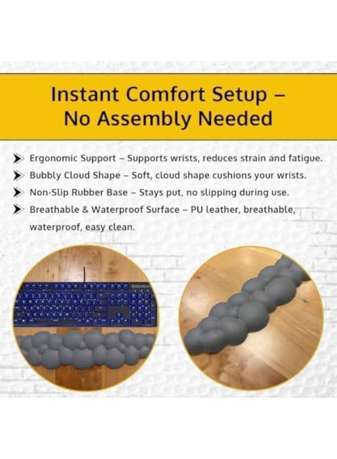 HPMY Cloud Keyboard Wrist Rest - Ergonomic Wrist Pad for Keyboard, Cute Arm Rest, Non-Slip Base, Comfortable PU Leather Cloud Palm Support for PC, Mac, Laptop, Office, Work, and Gaming, Gray - Image 5