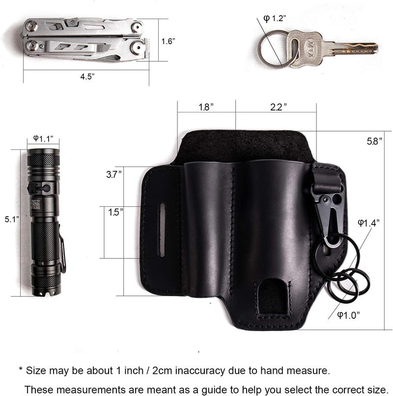 Gentlestache Leather Sheath for Leatherman Multitool - EDC Pocket Organizer with Key Holder and Flashlight Sheath - Black - Image 5