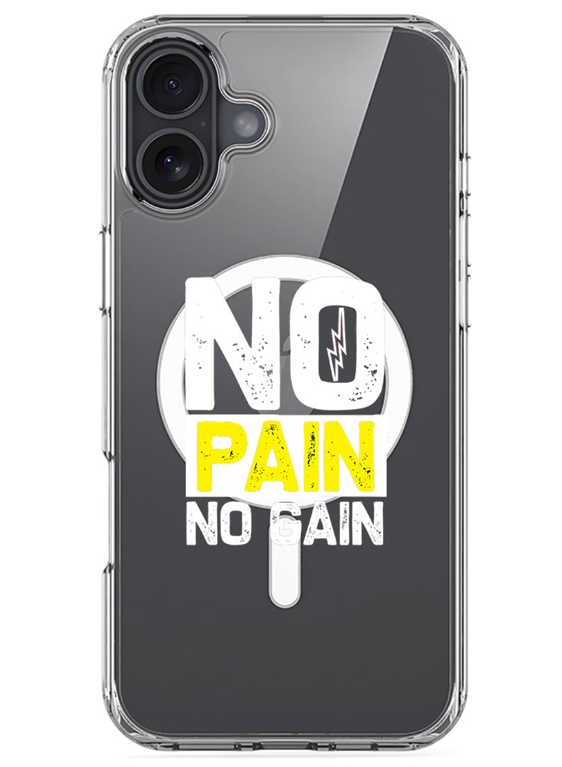 Theodor Magnetic Case for Apple iPhone 17 Compatible with MagSafe Wireless Charging, Shockproof Phone Bumper Cover - No pain No gain - White - Image 1