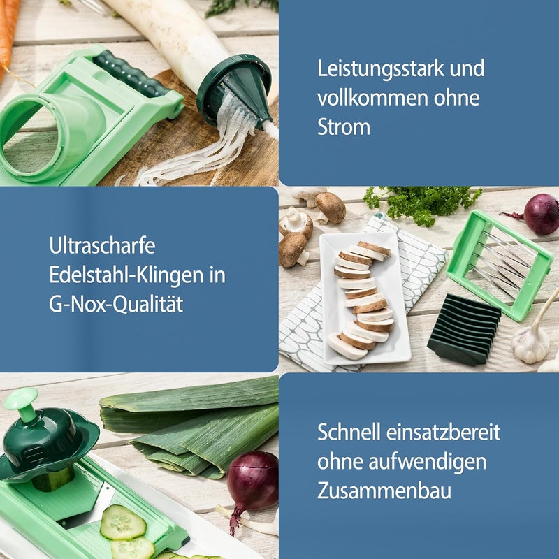 جينيس Nicer Dicer Chef (15 أجزاء) | قطاعة فواكه، قطاعة خضروات، قطاعة بصل، مفرمة، شرائح خضروات، ماندولين - Image 3