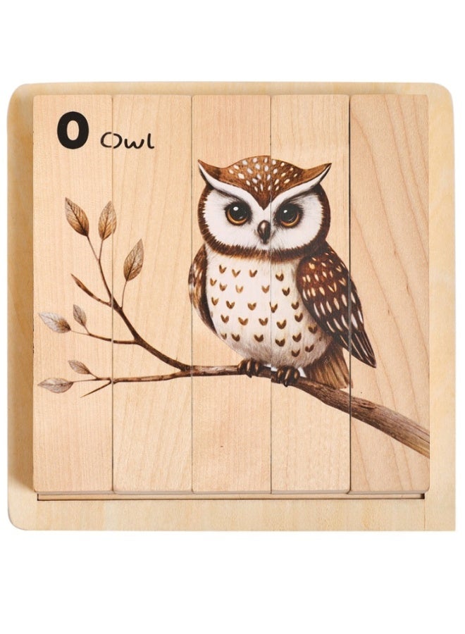 Montessori Wooden Puzzle for Toddlers - 4-in-1 Animal Chunky Blocks with Board, 5 Solid Wood Toys to Develop Fine Motor Skills, Gift for Kids 3+ Years - Image 1