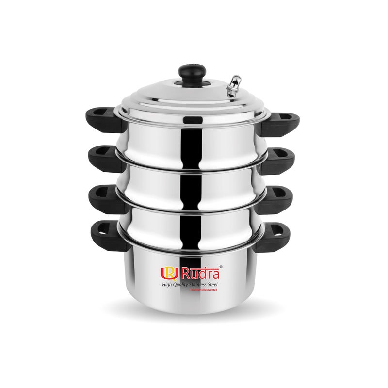 Rudra Stainless Steel Smart Multi Steamer | Gas/Induction friendly | Nonstick 3-Layer Bottom, 100% Pure & Toxin-free(Standard 3 Tier), ?12 Centiliters - Image 5