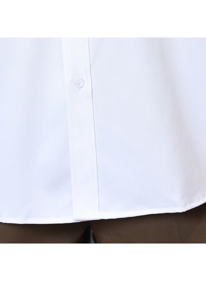 Tucano Men's Spring And Autumn Long-sleeved Shirt Business Casual Solid Color Embroidery Breathable All-match Men's Wear B White L - Image 4