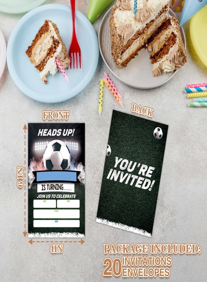 Zmyollo Soccer Birthday Invitations with Envelopes - 20PCS Kids Football Birthday Party Invitations for Boys and Girls - Sports Birthday Party Supplies Decorations -43 - Image 4