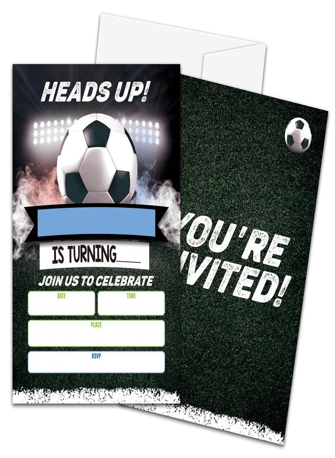 Zmyollo Soccer Birthday Invitations with Envelopes - 20PCS Kids Football Birthday Party Invitations for Boys and Girls - Sports Birthday Party Supplies Decorations -43 - Image 1