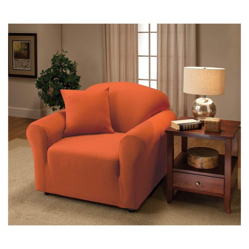 Madison Stretch Jersey Tangerine Chair Slipcover Solid