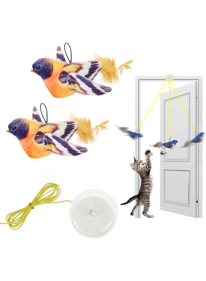 NeoStyle 2pcs Hanging Cat Toy, Door Hanging Cat Toy, Hanging Interactive Toys for Indoor Cats Kitten Play Chase Exercise, Interactive Cat Exercise Toy with Lifelike Bird Chirp(droplet shaped) - Image 1