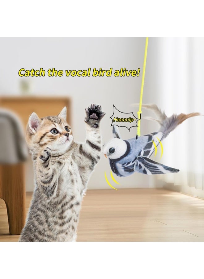 NeoStyle 2pcs Hanging Cat Toy, Door Hanging Cat Toy, Hanging Interactive Toys for Indoor Cats Kitten Play Chase Exercise, Interactive Cat Exercise Toy with Lifelike Bird Chirp(droplet shaped) - Image 4