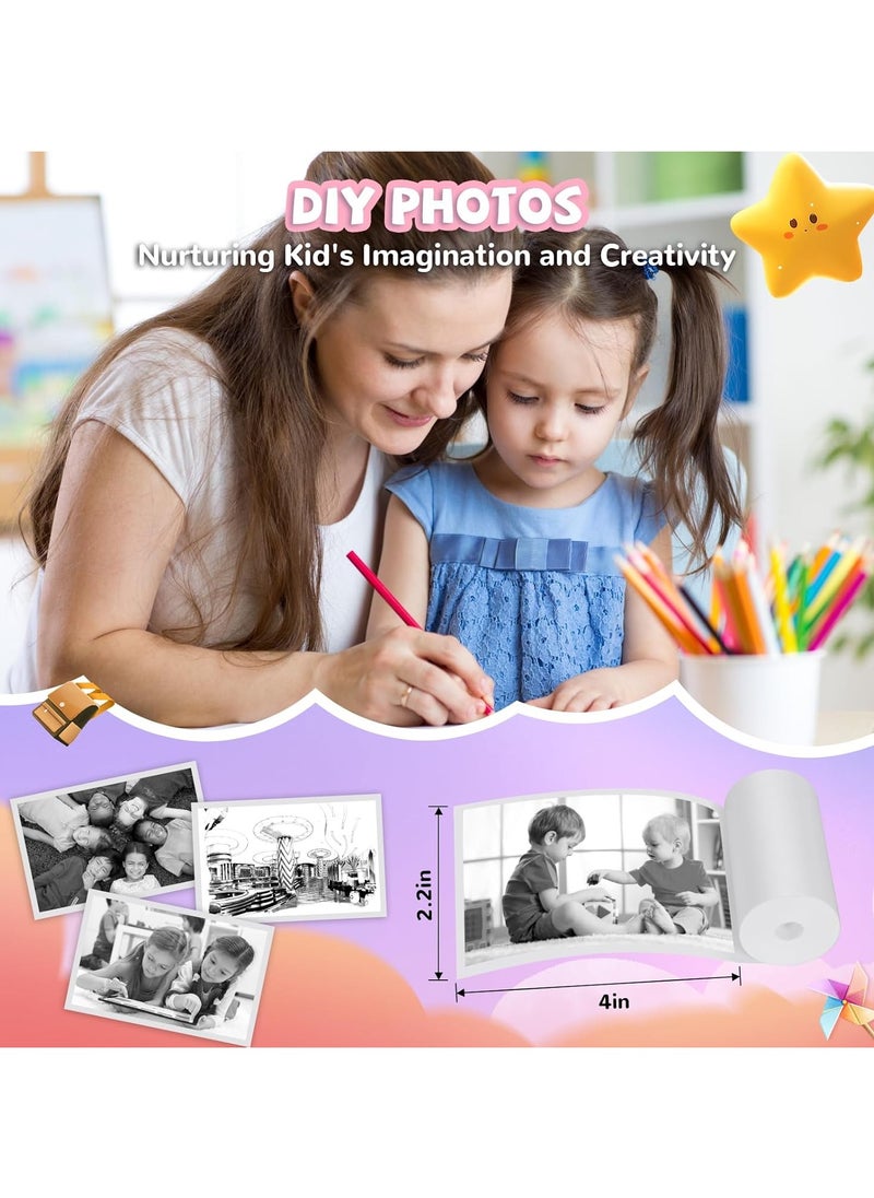 Instant Print Camera for Kids,Instant Camera for Girls Boys,Kids Camera Toys for Toddler 1080P HD Selfie Digital Camera with Print Paper & 32G Card,Birthday Gifts for Age 3-12 Years Old Pink
