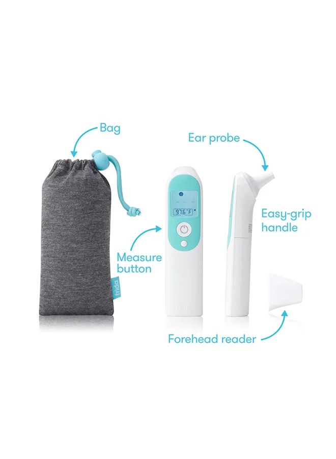 fridababy Infrared Thermometer 3 In 1 Ear, Forehead + Touchless For Babies, Toddlers, Adults, And Bottle Temperatures, White, 068, 5 Piece Set