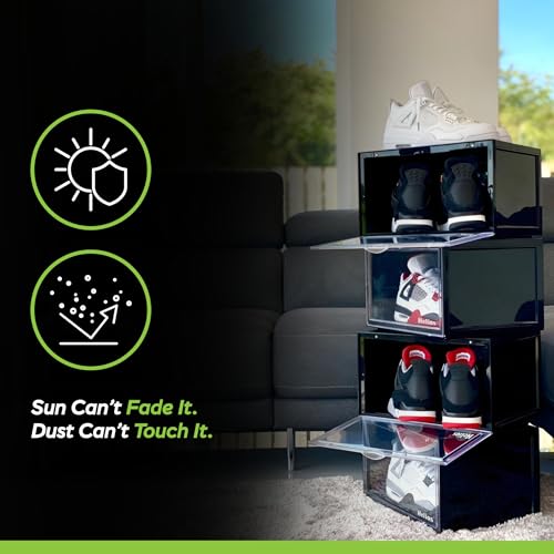 Helios Stackable Shoe Storage Boxes Side Drop || Shoe Rack || Shoe Organizer || Shoe Boxes Smoke Black Plastic Stackable Shoe Containers(Black, Pack of 2) - Image 3