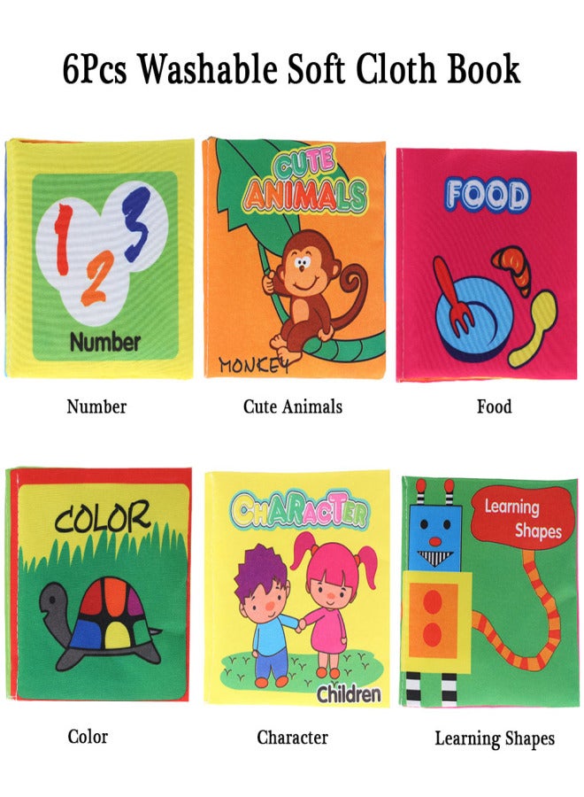 Coolplay Baby's First Fabric Book 6Pcs Washable Soft Cloth Book Early Education Intelligent Toy for Infant Toddler Kids Learning - Image 1