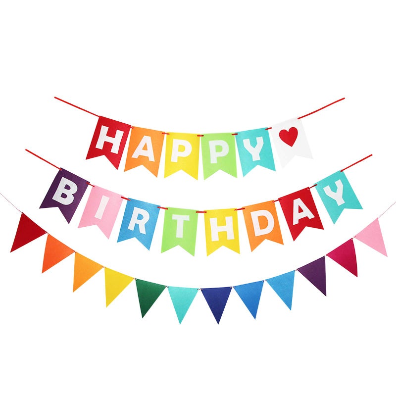REMASS Rainbow Happy Birthday Banner Colorful Felt Bunting Party Sign for Decorations and Supplies for Kids Adults Boys and Girls - Image 2