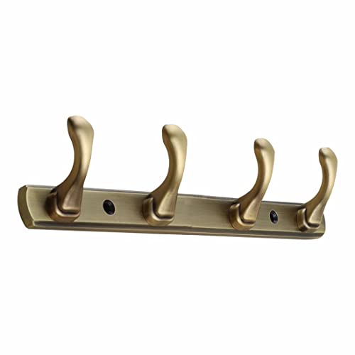 FERIO Zinc 4 Pin Hook Cloth Hanger Door Wall Hooks Rail for Hanging Clothes, Bathroom Cloth Hooks Hanger Door Wall Bedroom Bathroom Robe Hook (Pack of 1, 4 Hook, Brass Antique) - Image 3