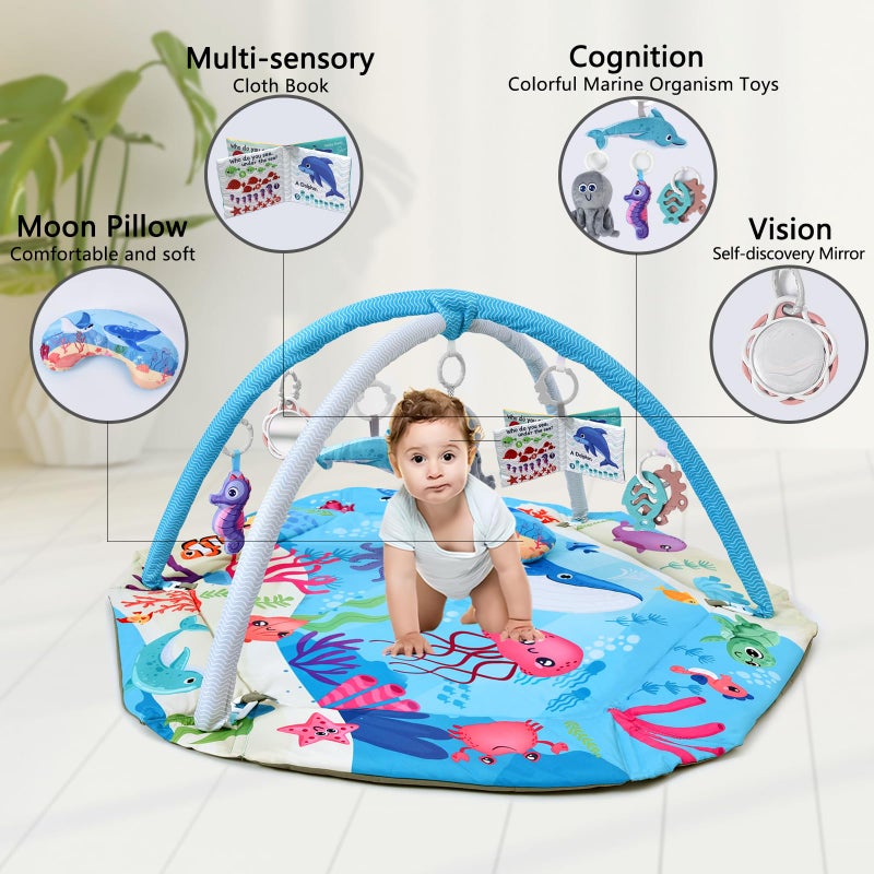 TFDER Baby Gym Play Mat, 8-in-1 Tummy Time Mat & Activity Gym, Washable Ball Pit, Infant Play Mat with Detachable Toys for Sensory Exploration and Motor Skill Development - Image 2