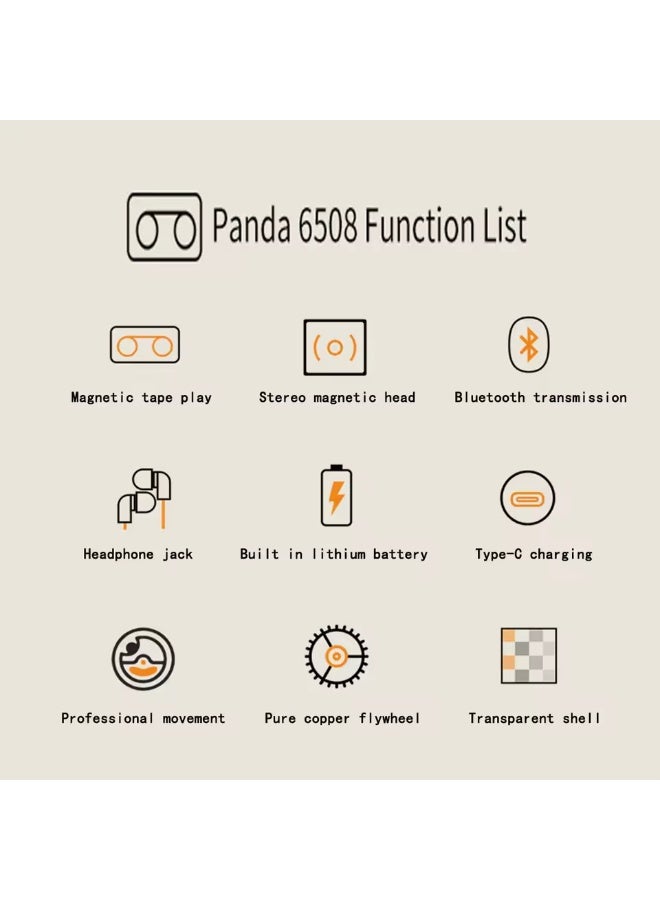 باندا مشغل أشرطة كاسيت محمول باندا 6508، صوت ستيريو عالي الدقة، تصميم كلاسيكي مستوحى من جهاز ووكمان، متوافق مع تقنية بلوتوث. - Image 5