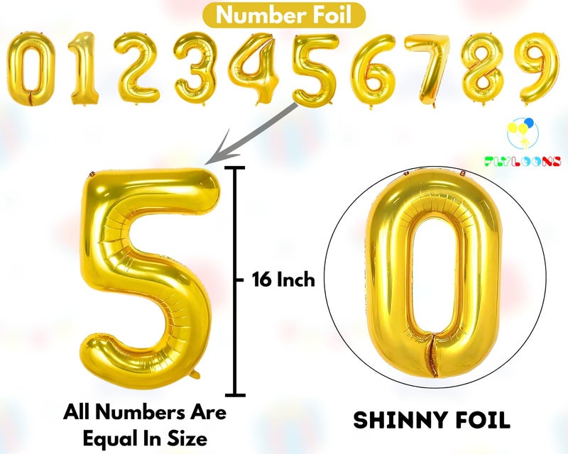 Flyloons 50th Happy Anniversary Banner Gold Decorations Kit for Men Women Wedding Anniversary Banner Items without Balloons Gold Jubilee - Image 5