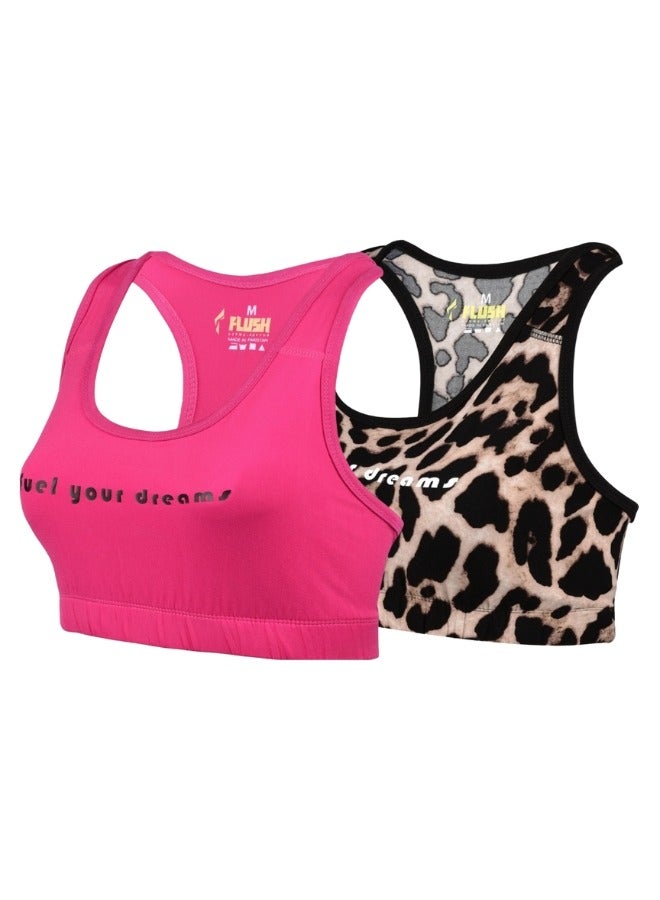FLUSH Flush Women's Seamless Sports Bra High Impact Support for Yoga Gym - Pack of 2 - Image 1