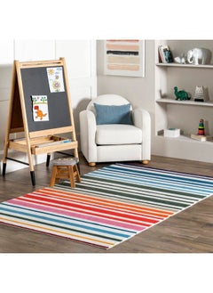 Effie Stripes Kids Machine Washable Area Rug 4' X 6' Multi
