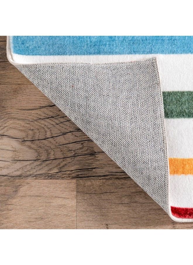 nuLOOM - Effie Stripes Kids Machine Washable Area Rug 4' X 6' Multi - Image 1