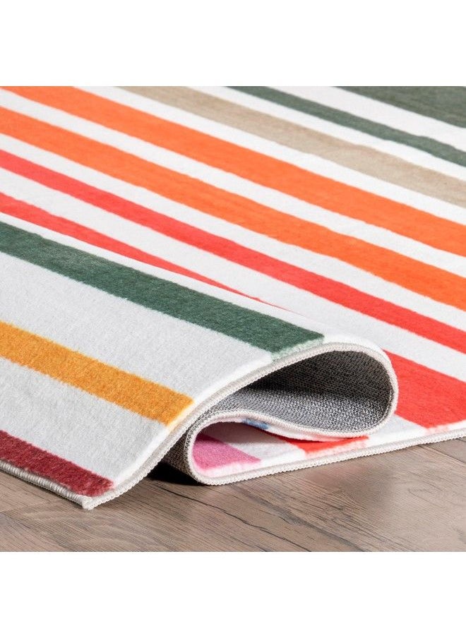 nuLOOM - Effie Stripes Kids Machine Washable Area Rug 4' X 6' Multi - Image 1