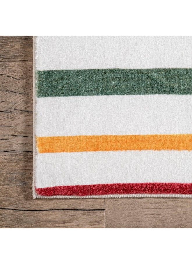 nuLOOM - Effie Stripes Kids Machine Washable Area Rug 4' X 6' Multi - Image 1