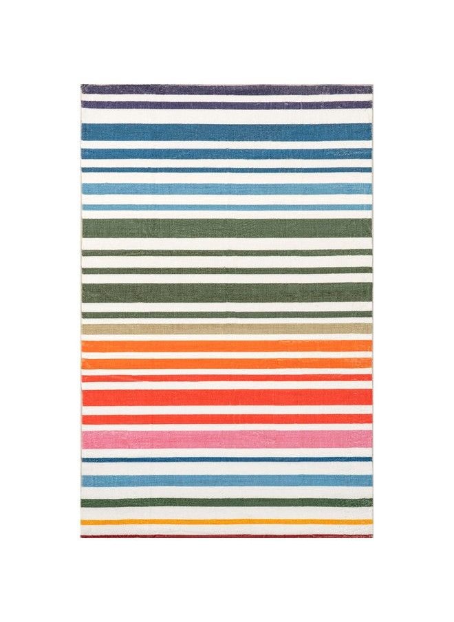 nuLOOM - Effie Stripes Kids Machine Washable Area Rug 4' X 6' Multi - Image 1
