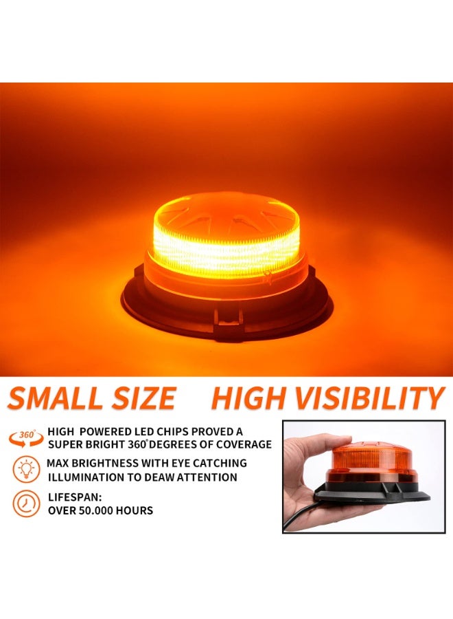 KISSUN Amber Led Emergency Strobe Beacon Lights Bar with Magnetic Mount and 8 Flash Models Yellow Warning Safety Rooftop Signal Lamps Vehicles Forklift Truck Tractor Golf Car Carts (24-LED 12V-24V) - Image 3