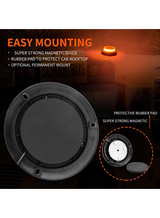 KISSUN Amber Led Emergency Strobe Beacon Lights Bar with Magnetic Mount and 8 Flash Models Yellow Warning Safety Rooftop Signal Lamps Vehicles Forklift Truck Tractor Golf Car Carts (24-LED 12V-24V) - Image 4