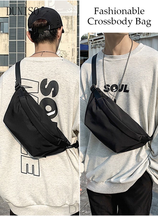 DUNISO Compact Crossbody Waist Bag for Men and Women Waterproof Crossbody Bag Multipurpose Chest Shoulder Bag with Buckle Fashion Everyday Belt Bag for Walking Traveling Work Sports  - Image 4