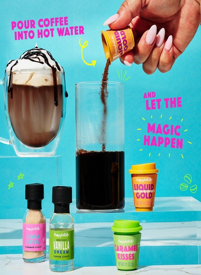 Thoughtfully, Iced Coffee Barista Bar Gift Set, Includes Instant Coffee, Flavored Syrups, Cocoa Powder & Cinnamon Sugar, DIY Coffee Station Sampler Gift for Coffee Lovers - Image 4