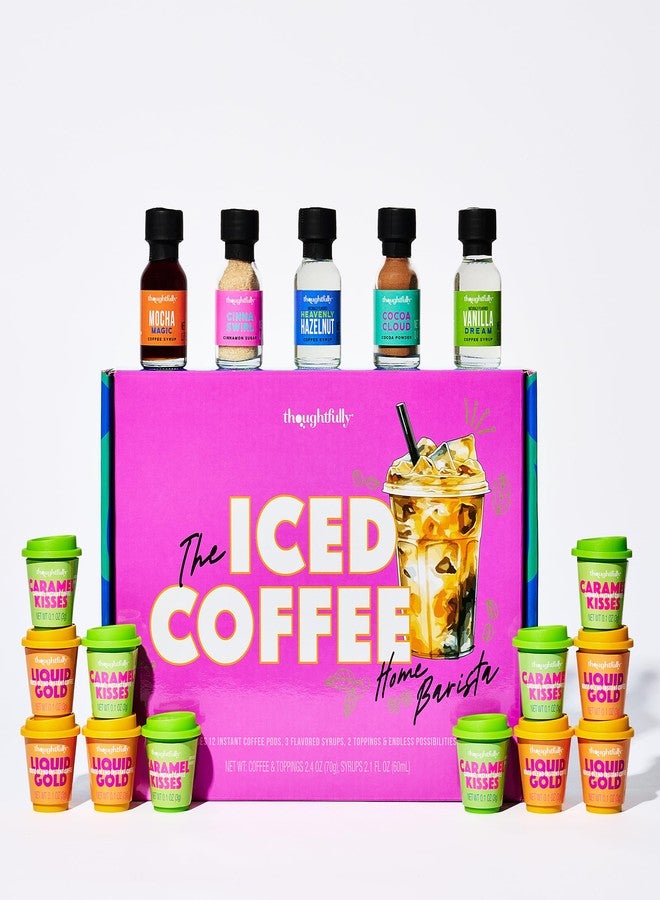 Thoughtfully, Iced Coffee Barista Bar Gift Set, Includes Instant Coffee, Flavored Syrups, Cocoa Powder & Cinnamon Sugar, DIY Coffee Station Sampler Gift for Coffee Lovers - Image 2