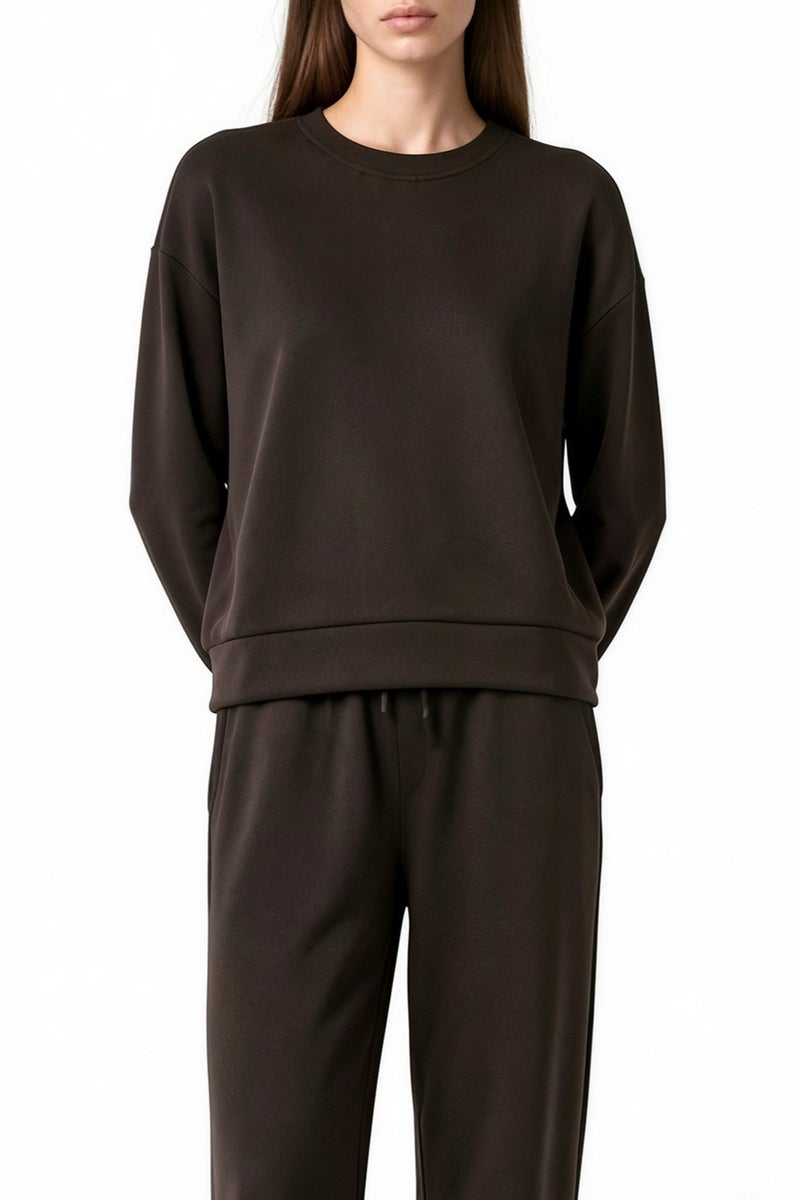 HICCUP Modal Touch Basic Sweatshirt & Wide Leg Pants Two-Piece Coord Set - Image 4