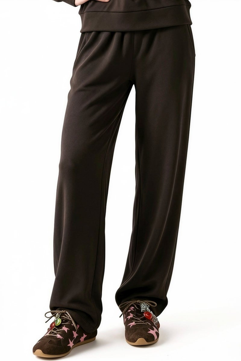 HICCUP Modal Touch Basic Sweatshirt & Wide Leg Pants Two-Piece Coord Set - Image 5
