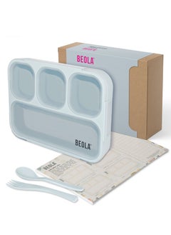 BEOLA Multi Compartment Lunch Box For Kids Adults, Ice Blue  - Image 1