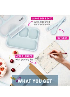 BEOLA Multi Compartment Lunch Box For Kids Adults, Ice Blue  - Image 2