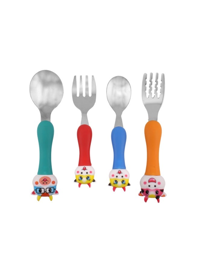 Cravista CRAVISTA 4 PCS Kids Cutlery Set – Stainless Steel Spoons and Forks for Toddlers – BPA-Free Baby and Toddler Flatware for School, Travel & Home Use - Children Tableware Gift for Girls & Boys (Cow) - Image 1