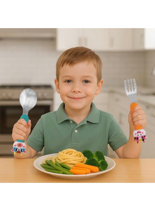 Cravista CRAVISTA 4 PCS Kids Cutlery Set – Stainless Steel Spoons and Forks for Toddlers – BPA-Free Baby and Toddler Flatware for School, Travel & Home Use - Children Tableware Gift for Girls & Boys (Cow) - Image 5