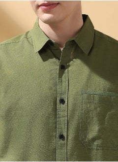 Dennis Lingo Green Regular Fit Shirts Textured design crafted from 100% Cotton featuring Long Sleeves with Button closure.  - Image 5