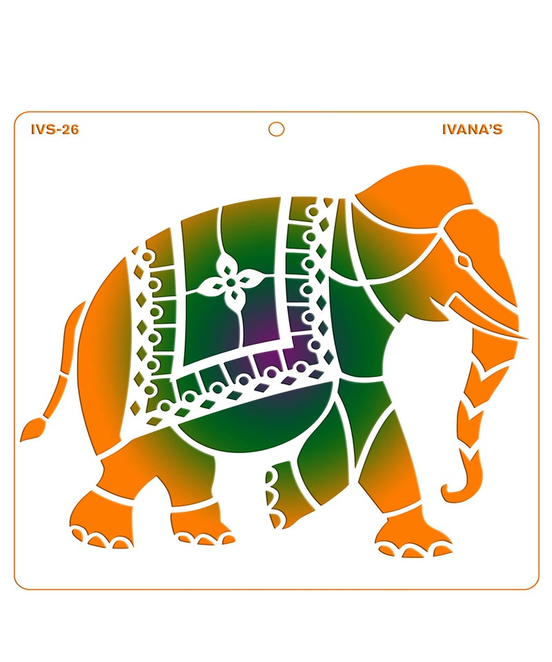 IVANA'S Elephant Stencil for Art & Craft, DIY Decorative Stencil for Painting on Canvas, Fabric, Cloth, Paper, Glass, Furniture and Wall, Size - 6 x 6 inch, Pack of 1, IVS-26, Off White - Image 3