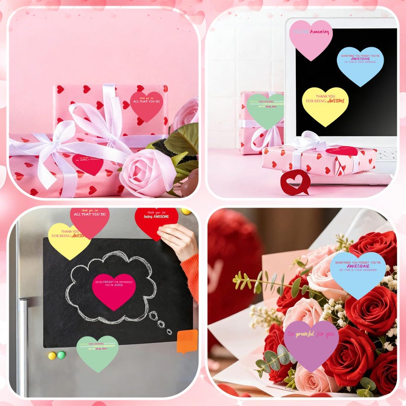 DERAYEE 24PCS Valentines Sticky Notes, 3 x 3 Inches Heart Shaped Sticky Notes Colorful Appreciation Notepads Self Stick Memo Pads for Valentine's Day Home School Office Supplies - Image 4