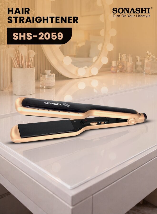سوناشي أداة فرد الشعر من السيراميك للاستخدام الجاف والرطب طراز SHS-2059 ذهبي/ أسود 315x48.4x39مم - Image 1