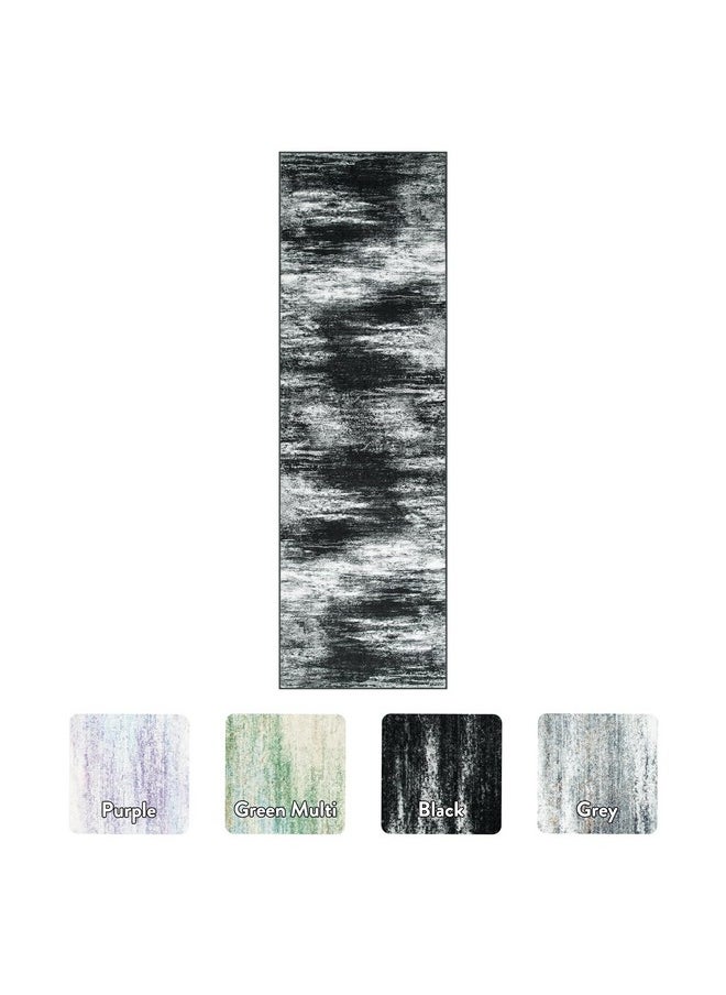 LIVEBOX - Modern Abstract Hallway Runner Rugs 2.5X8, Ultra-Thin Black Kitchen Rugs Non-Slip, Soft Low-Pile Kitchen Runner Rugs Non Skid Washable, Carpet Runner For Entryway Laundry Room Bathroom - Image 1