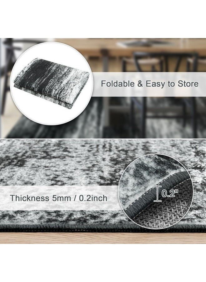 LIVEBOX - Modern Abstract Hallway Runner Rugs 2.5X8, Ultra-Thin Black Kitchen Rugs Non-Slip, Soft Low-Pile Kitchen Runner Rugs Non Skid Washable, Carpet Runner For Entryway Laundry Room Bathroom - Image 1