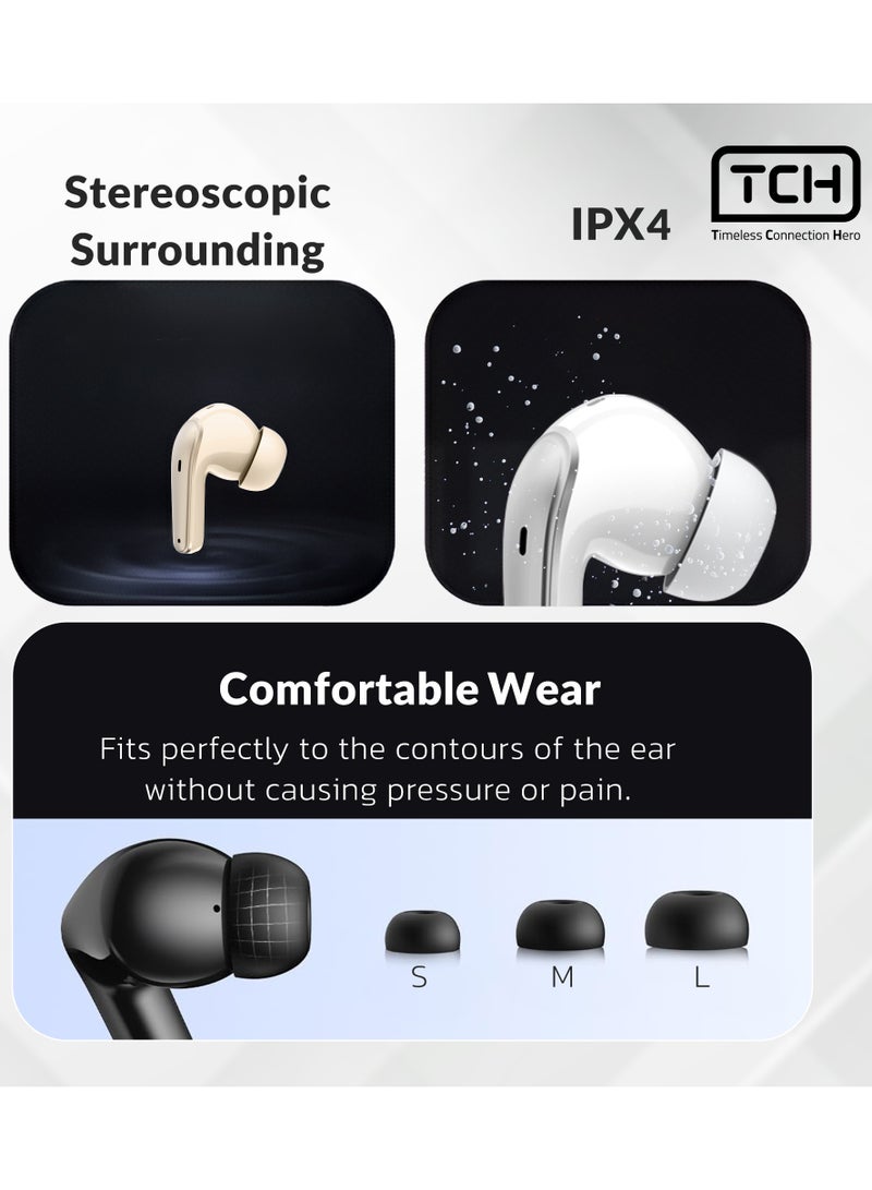 TCH L10 ANC" Wireless Earbuds - Active Noise Cancellation, HiFi" Audio Sound Quality, Powerful Bass, Bluetooth with AI Calls, 4 Mics, IPX4 Waterproof, 8H Battery Life, LED Display, Smart Touch Controls  - Image 4