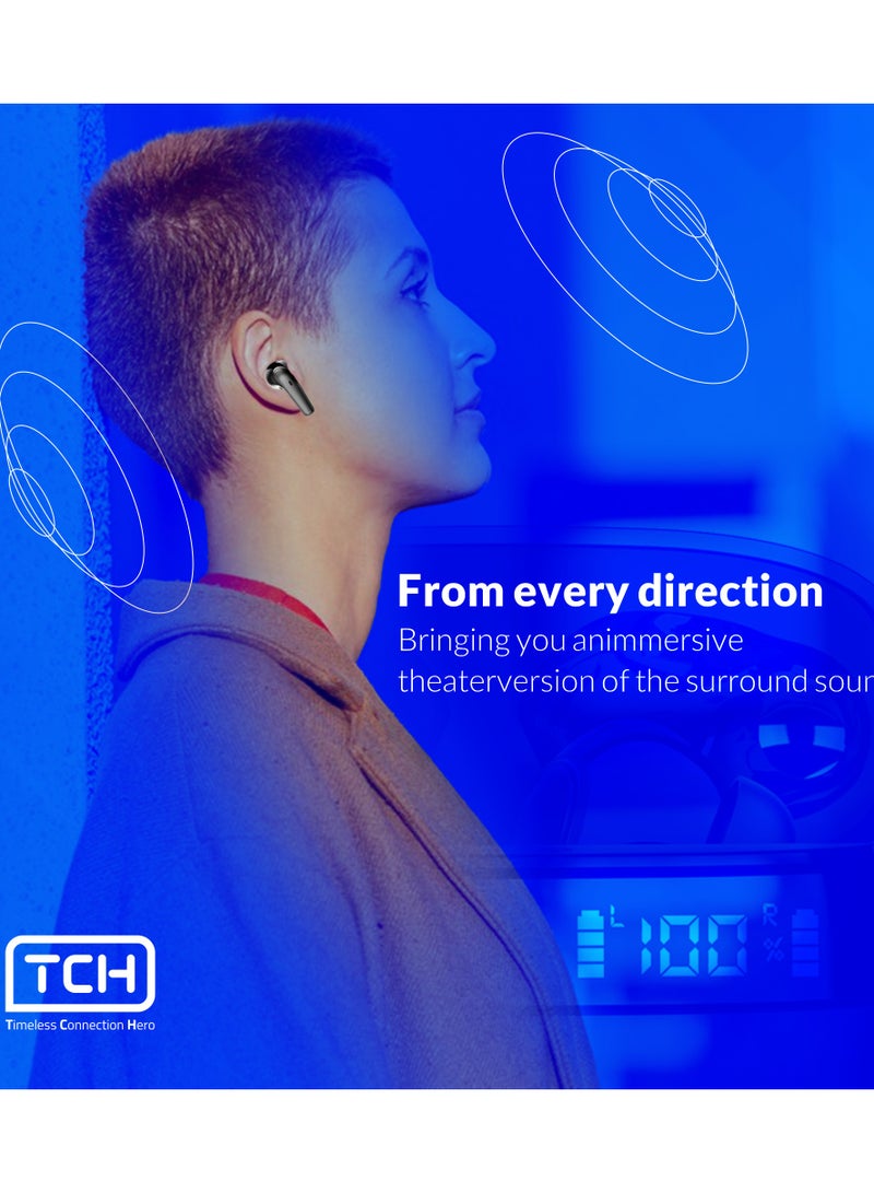 TCH L10 ANC" Wireless Earbuds - Active Noise Cancellation, HiFi" Audio Sound Quality, Powerful Bass, Bluetooth with AI Calls, 4 Mics, IPX4 Waterproof, 8H Battery Life, LED Display, Smart Touch Controls  - Image 3