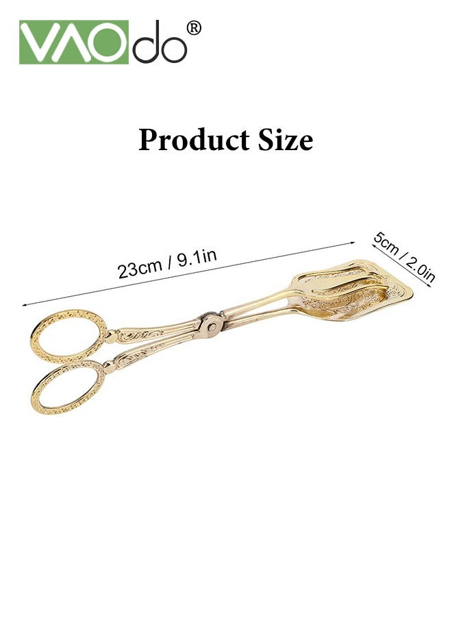 فاو دو 2 قطعة ملقط طعام مصنوع من سبائك الألومنيوم، ملقط تقديم طعام خفيف الوزن، ملقط مطبخ بنمط حرفي مريح، ملقط مطبخ سلطة كيك خبز وخبز سلطة لحفلات البوفيه وتقديم المقبلات والحلويات والسلطات والشواء والطبخ - Image 3