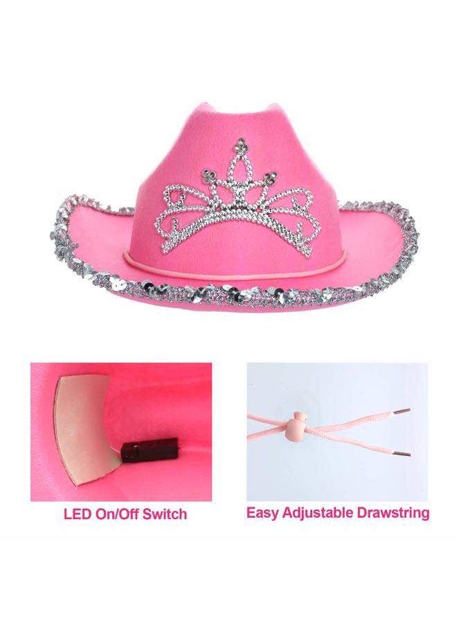 GiftExpress CHILD LED Blinking Pink Tiara Cowgirl hat Light Up Cowboy Hat - CHILD SIZE  - Image 4